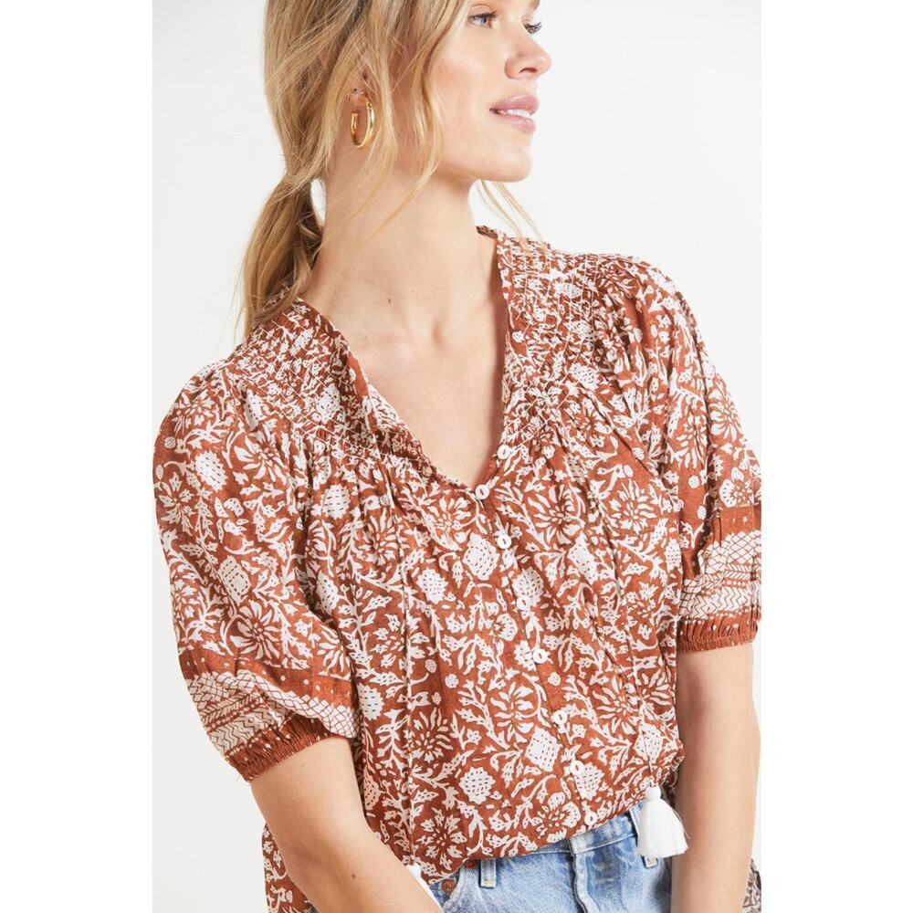 Cleobella XS Adele Blouse 100% Organic Cotton Short Sleeve